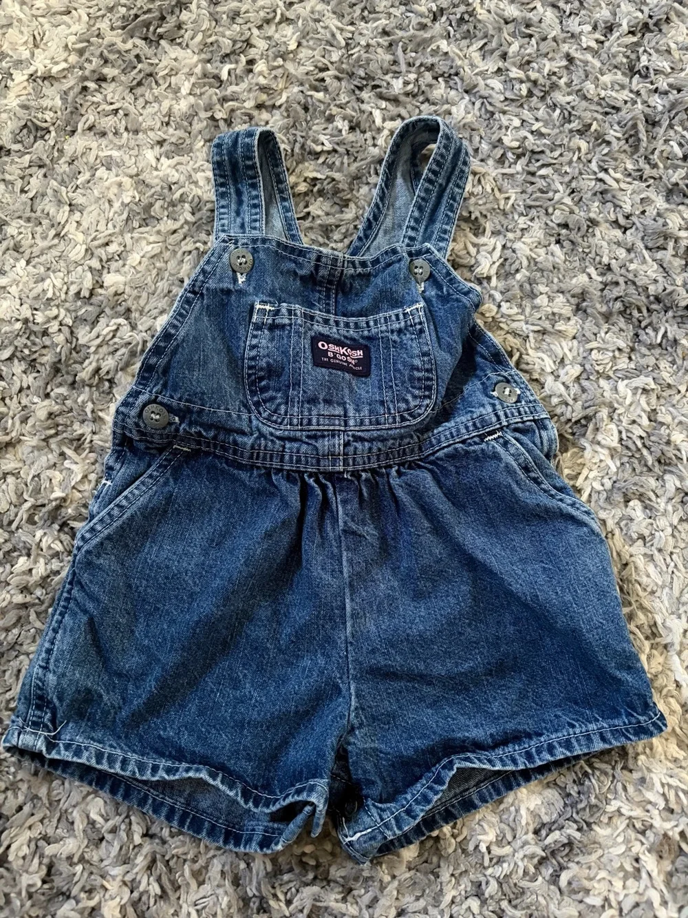 Oshkosh B'Gosh Vestbak Overalls Shortalls Girls size 18 mos Blue Denim
